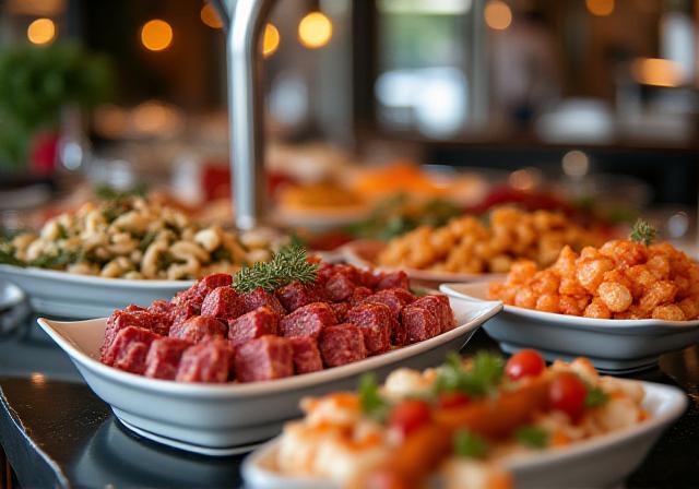Elegantes klassisches Buffet mit verschiedenen Vorspeisen